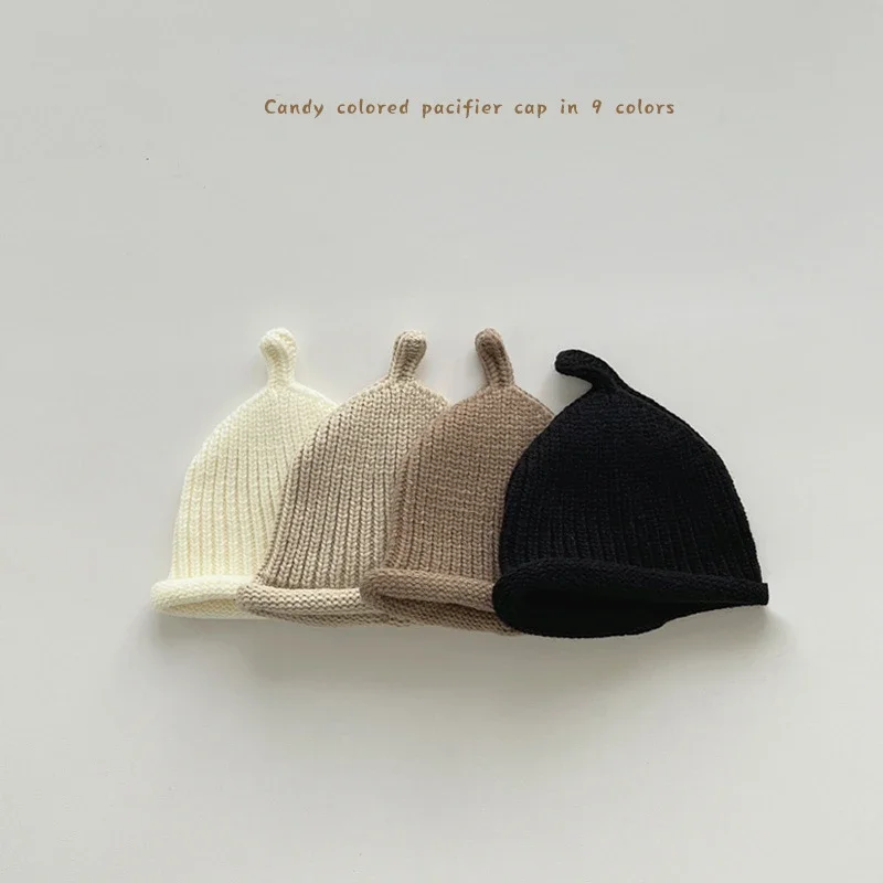 2024 Korea Baby Knit Hat Infant Beanie for Girls Boys Cute Infant Baby Bonnet Caps Elastic Kids Hats Newborn Baby Accessories