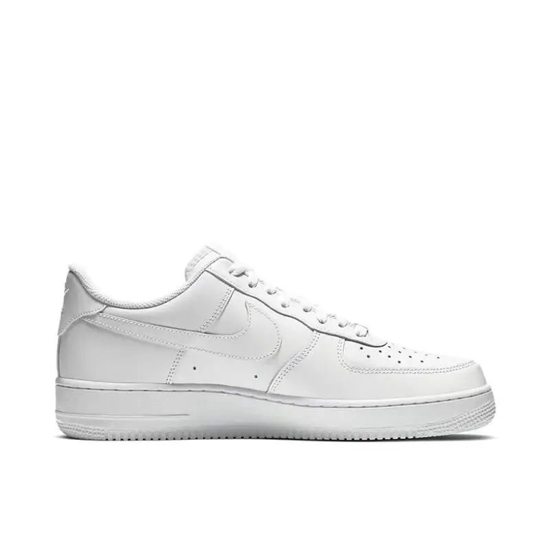 Nike Air Force 1 Triple White Leather Classic Retro Style Casual Wear Resistant Low Cut Board Shoes for Women and Men Pure White