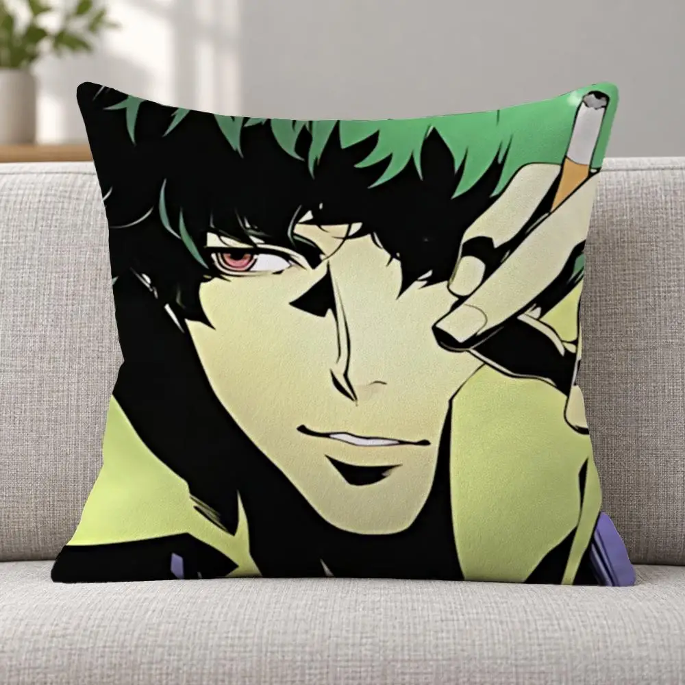 Anime Cowboy S-Spike Spiegel Cushion Cover Soft Plush Decorative Sofa Bedroom Living Room Car Dorm Home Decor Gift