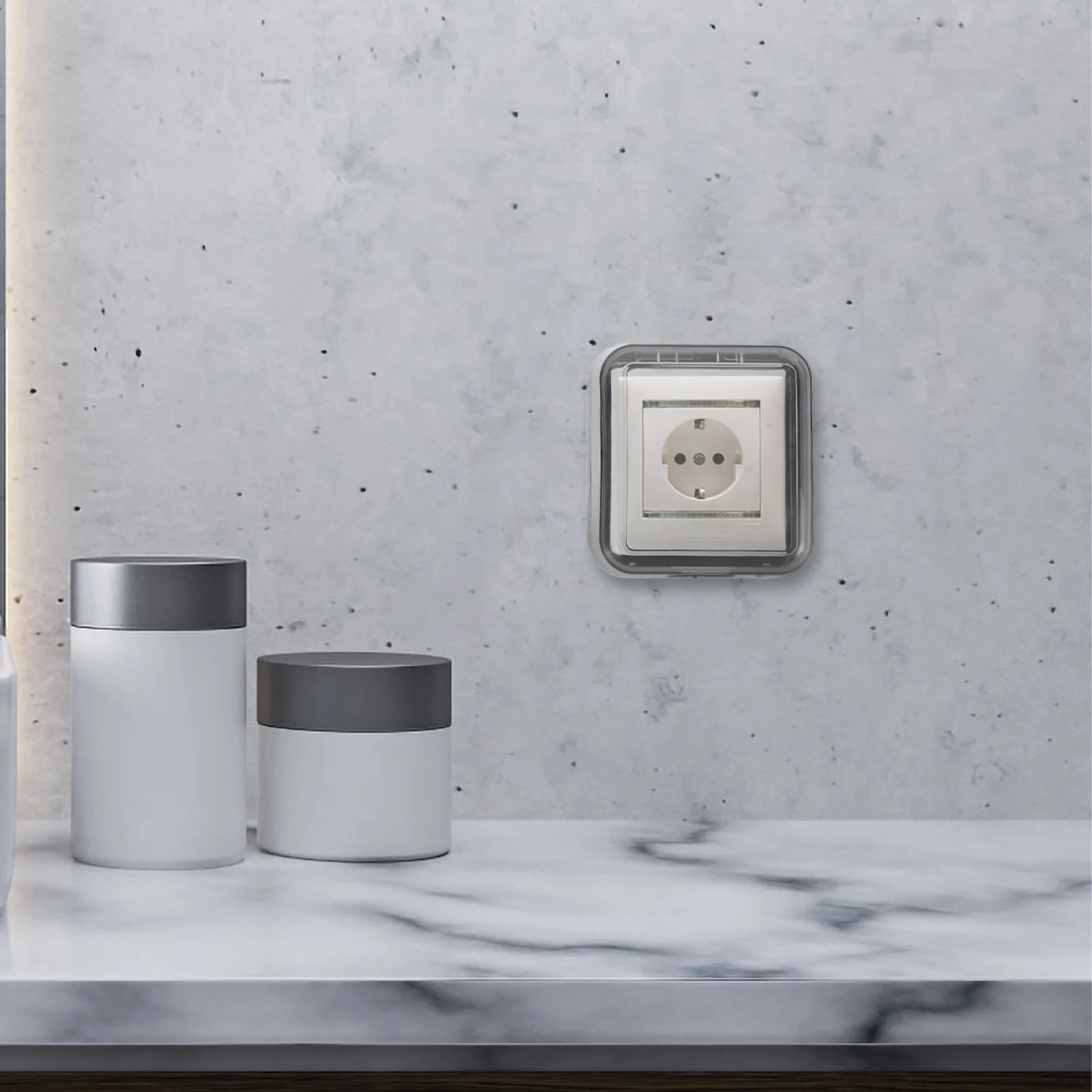 

2Pcs Self-Adhesive Waterproof Socket Covers Wall Outlet Protector for Bathroom Outdoor Electrical Outlet Box Plug Covers