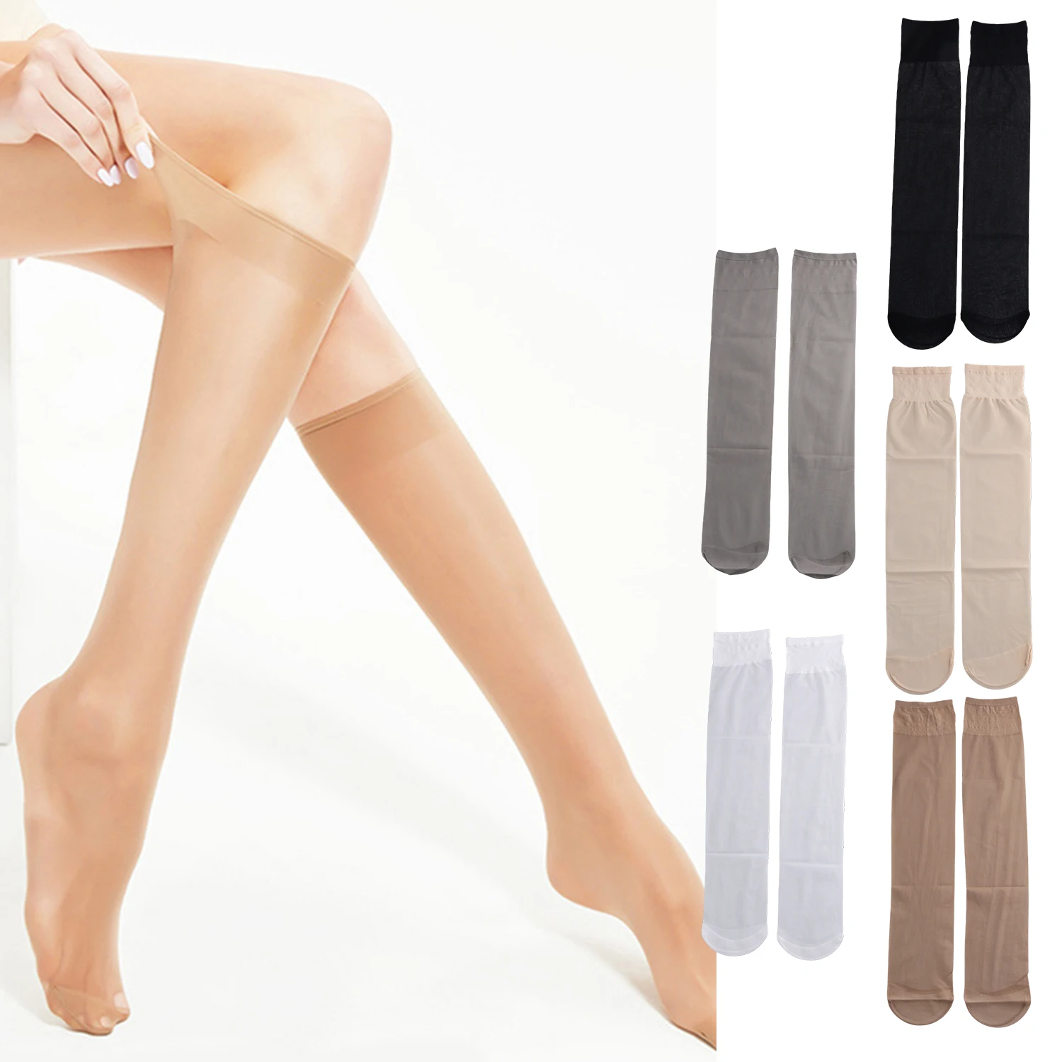 1 Pair High Stockings Summer Ultra-thin Half-length Invisible Calf Mid-tube Women's Socks Long Stockings Women Stockings