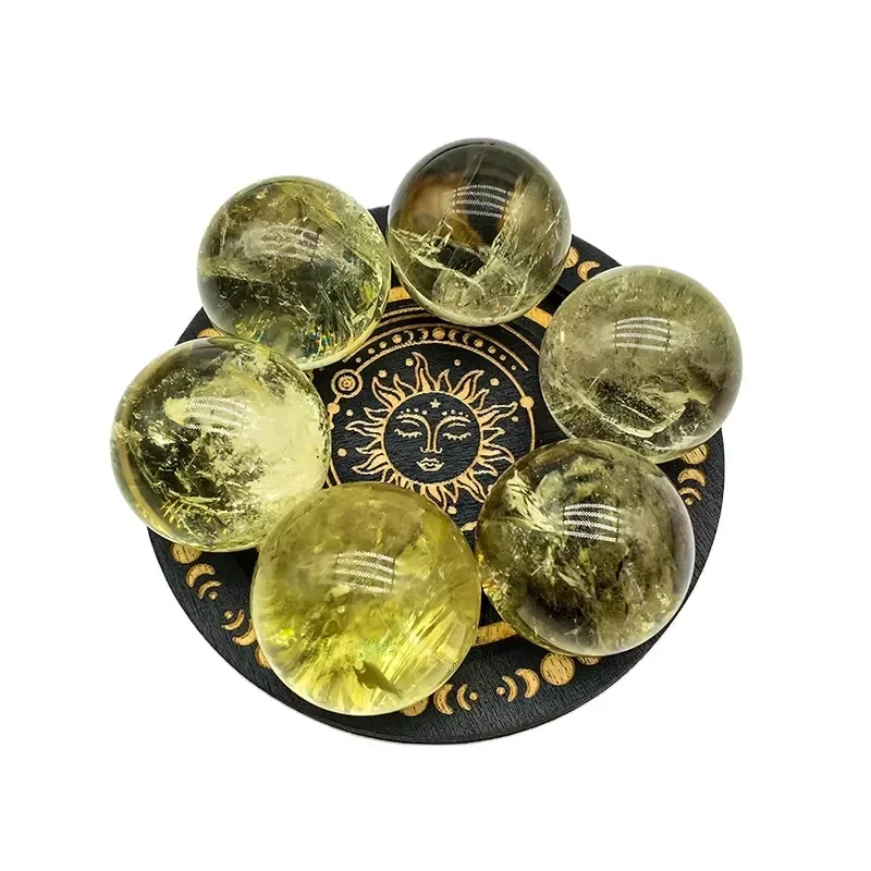 Natural Citrine Crystal Ball Healing Gemstone Sphere for Jewelry Making Home Decor Gift Ornament Polished Round Stone