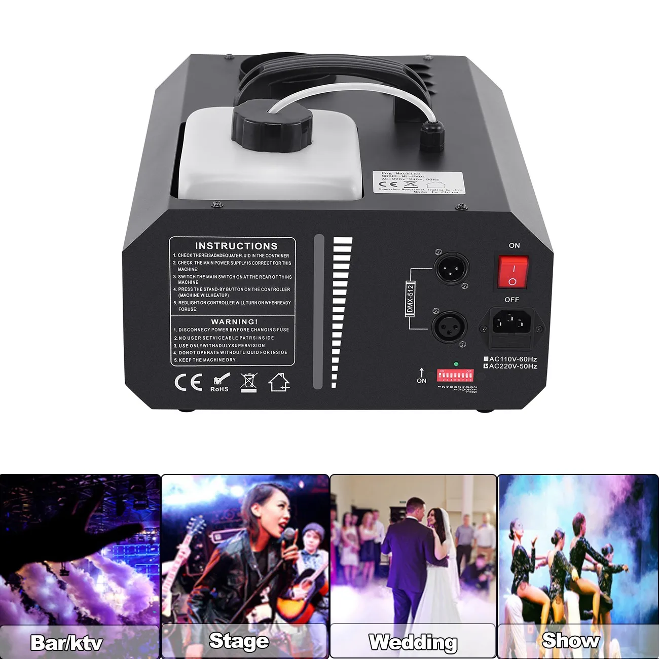 Ridgeyard 1/2pcs Fog Smoke Machine 1500W Stage Light Professional Fog Machine w/ Remote Wireless Control DJ Party Disco Fogger
