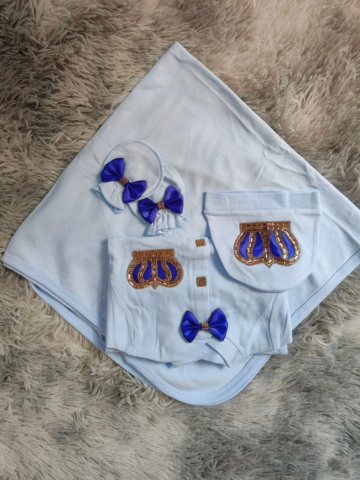 4Pcs Baby White Footed Romper Set With Rhinestone Crown Satin Vest For Baptism Photo Shoot And Special Occasions