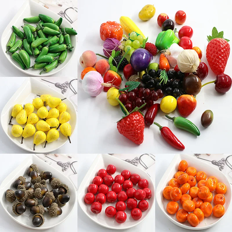 10pcs Mini Simulation Artificial Fruits And Vegetables Foam Fruits Children Kids Toys For Children's Education Toys Decor Supply