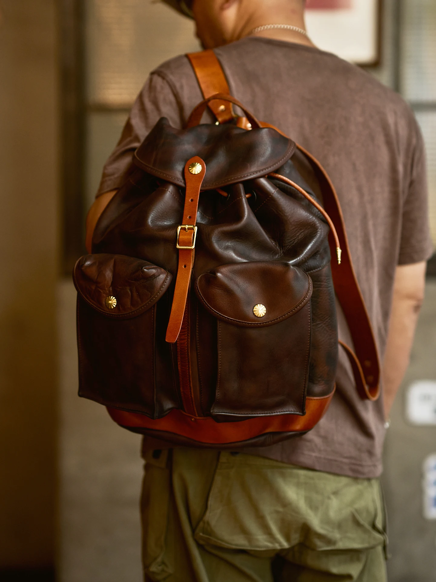 Organizers designers handmade vintage vegetable tanned cowhide men large-capacity backpack travel luxury real leather schoolbag