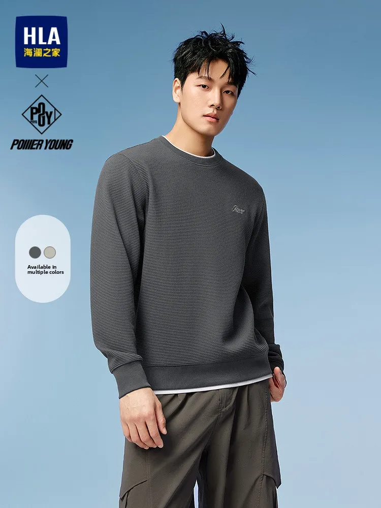 Double Layer Collar Hoodie Men's Autumn New Casual Loose Fit Knitted Fabric POWER YOUNG26 HLA Home Fashion Sweatshirt