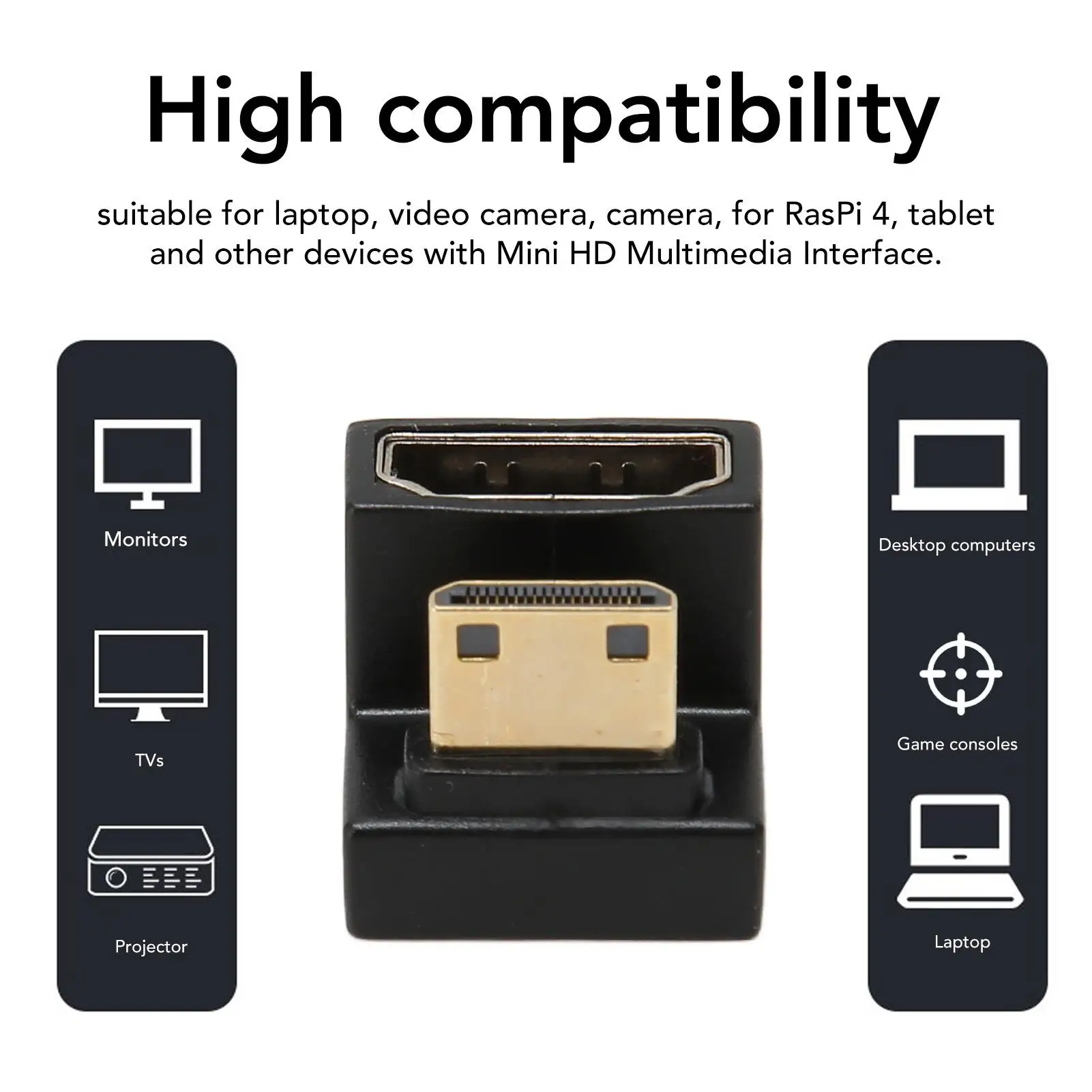 Mini HD to HDMI Adapter Male to Female U-Shaped 8K 60Hz 4K 120Hz Converter 48Gbps for pc , TV, Projector