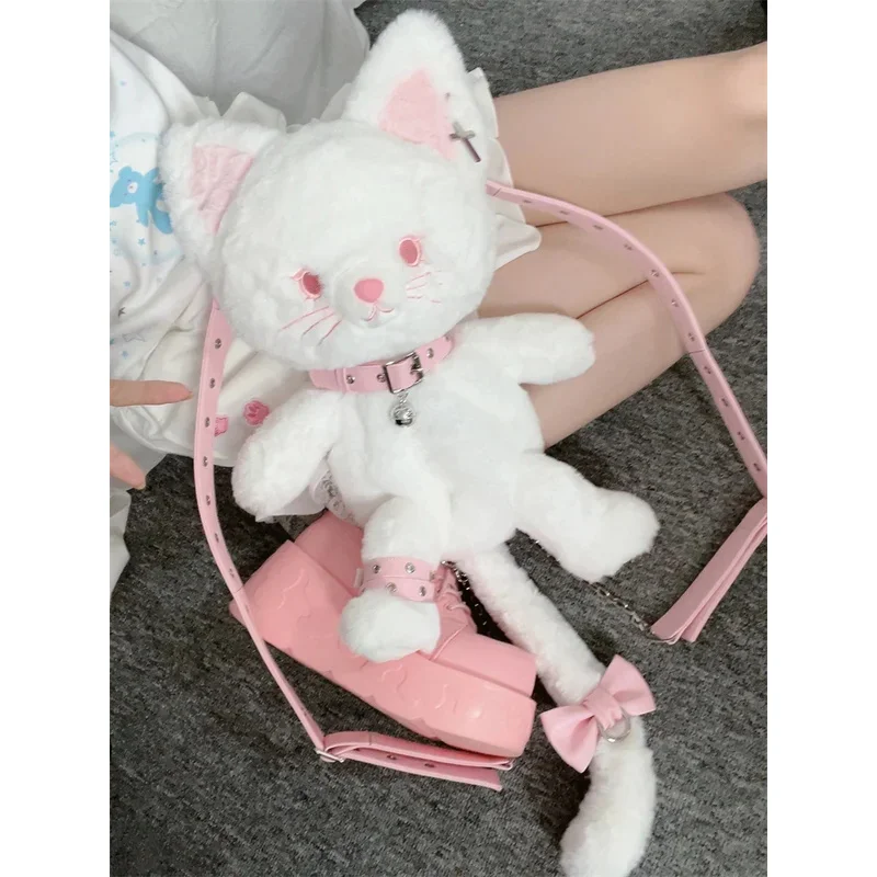 

DY20Оригинальный котенок дьявол плюшевая кукла черный кот рюкзак Лолита и готический стиль аксессуары косплей25