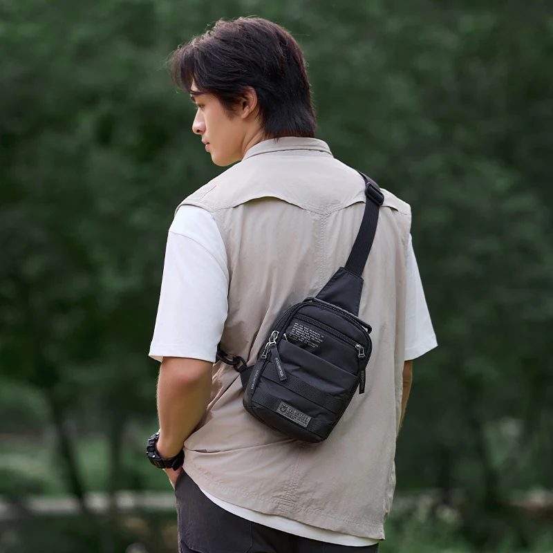 Volunteer Chest Sling Bag for Men Casual Oxford Waterproof Zipper Phone Breathable Outdoor Mens Crossbody Shoulder Bags 1829-02