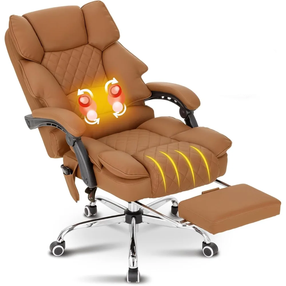 

Kneading Massage Executive Office Chair with Heated,90-135° Reclining with Footrest,Ergonomic Desk Chair,Diamond-Stitched