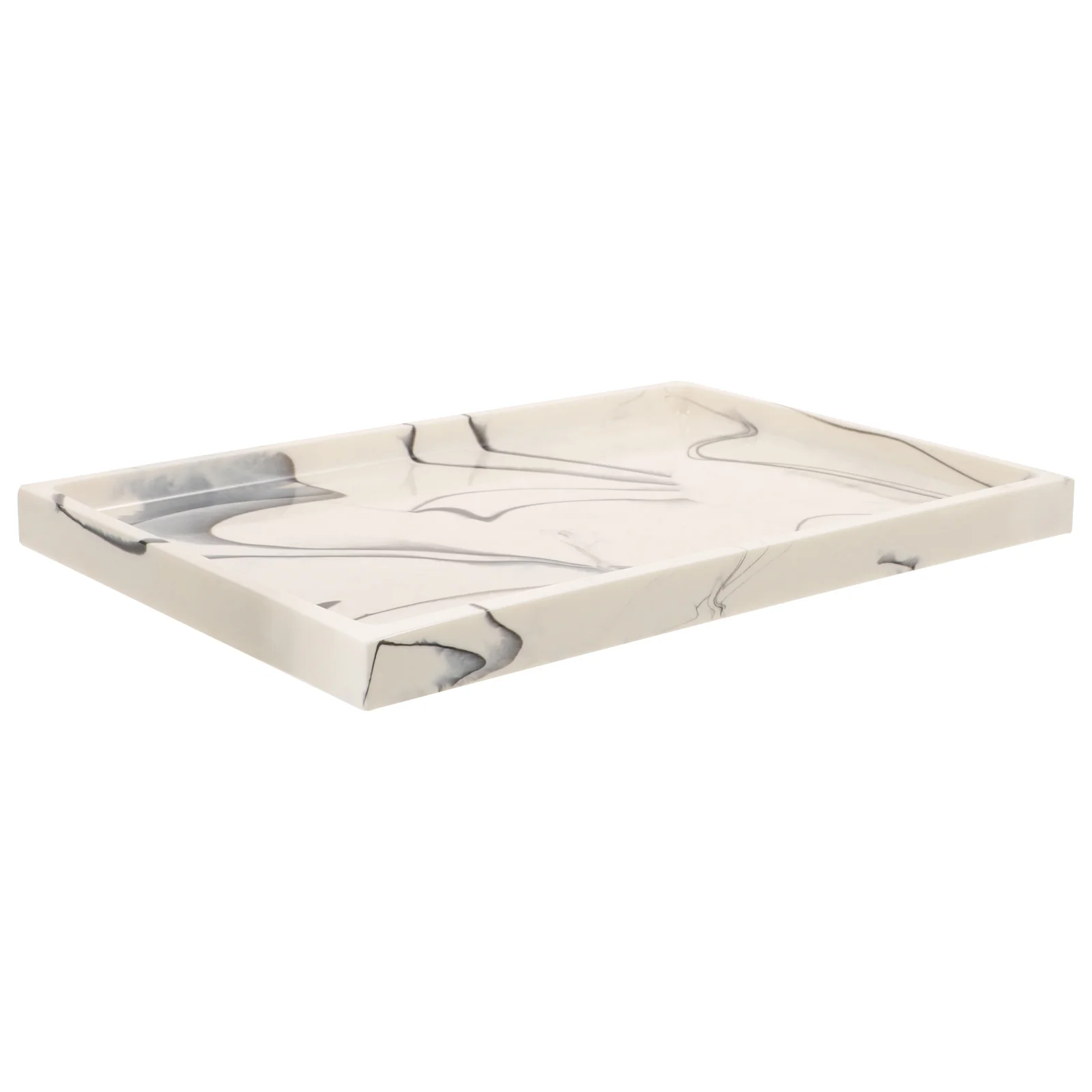 

Marble Tray Decorative Resin Bathroom Vanity Small Porch Ornament Tray Black Smooth Surface Marbling Clean Comfortable Touch