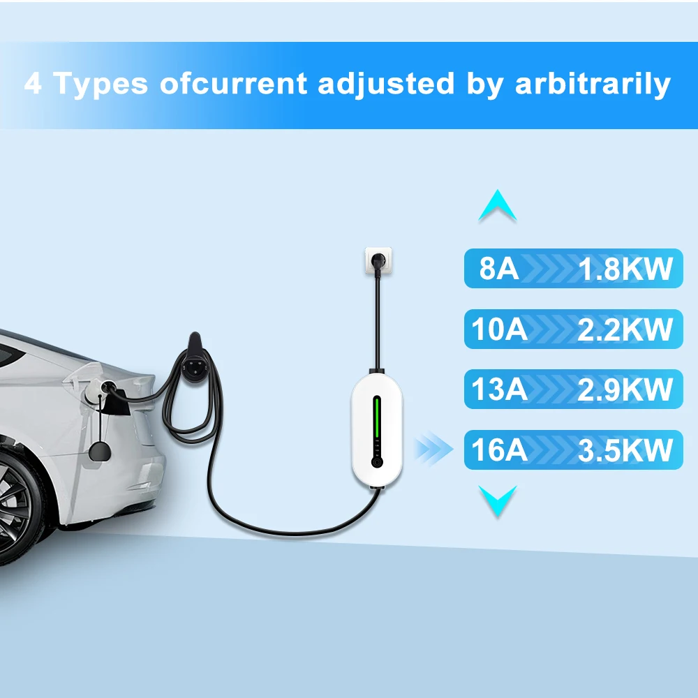 EV 充電器 220V Type2 16A 3.5kW ポータブル充電ボックス 5 メートルケーブル GBT ソケット Type1 J1772 アダプタ電気自動車車の充電器