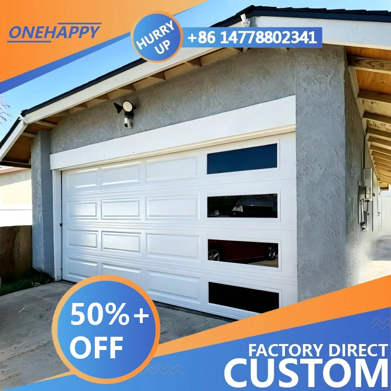 Any Size Custom Soundproof Rainproof Smart Sensor Electric Aluminum Garage Door Modern Residential Smooth Quiet Lift Entry Door