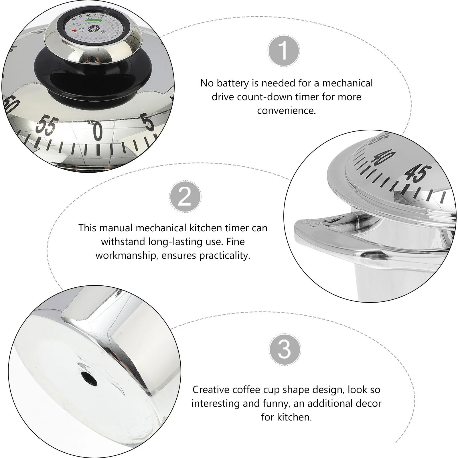 

Pot Shape Mechanical Kitchen Timer Creative Design for Cooking Baking Home Use Gift Mechanical Cooking Timer