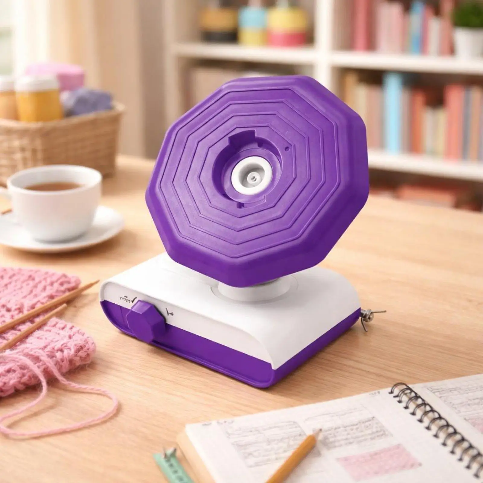 Compact Electric Yarn Winder Machine USB Automatic Wool Ball Winder for Crochet Knitting Yarn Organizer Portable Purple Craft
