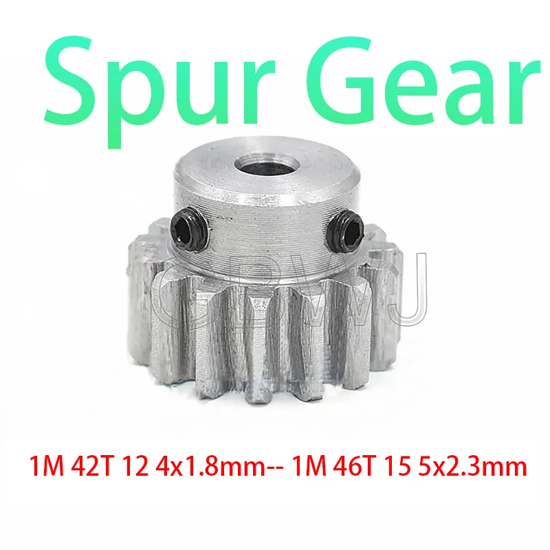 

1Pcs 45#Steel 1 Module Spur Gear Motor Gear 1M 42T/44T/46T No Quenching Mechanical Transmission Gear Bore 12/14/15/16/18-20mm