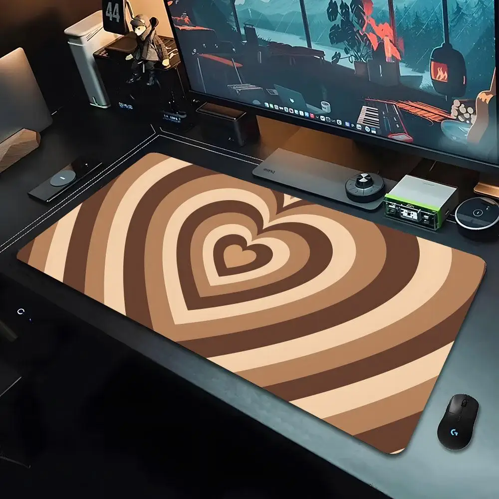 Brown Aesthetic Hearts Mouse Pad Gamer Mousepad Baby Bear Mouse Pad Large Mouse Mat Natural Rubber Desk Rug PC Desk Mats