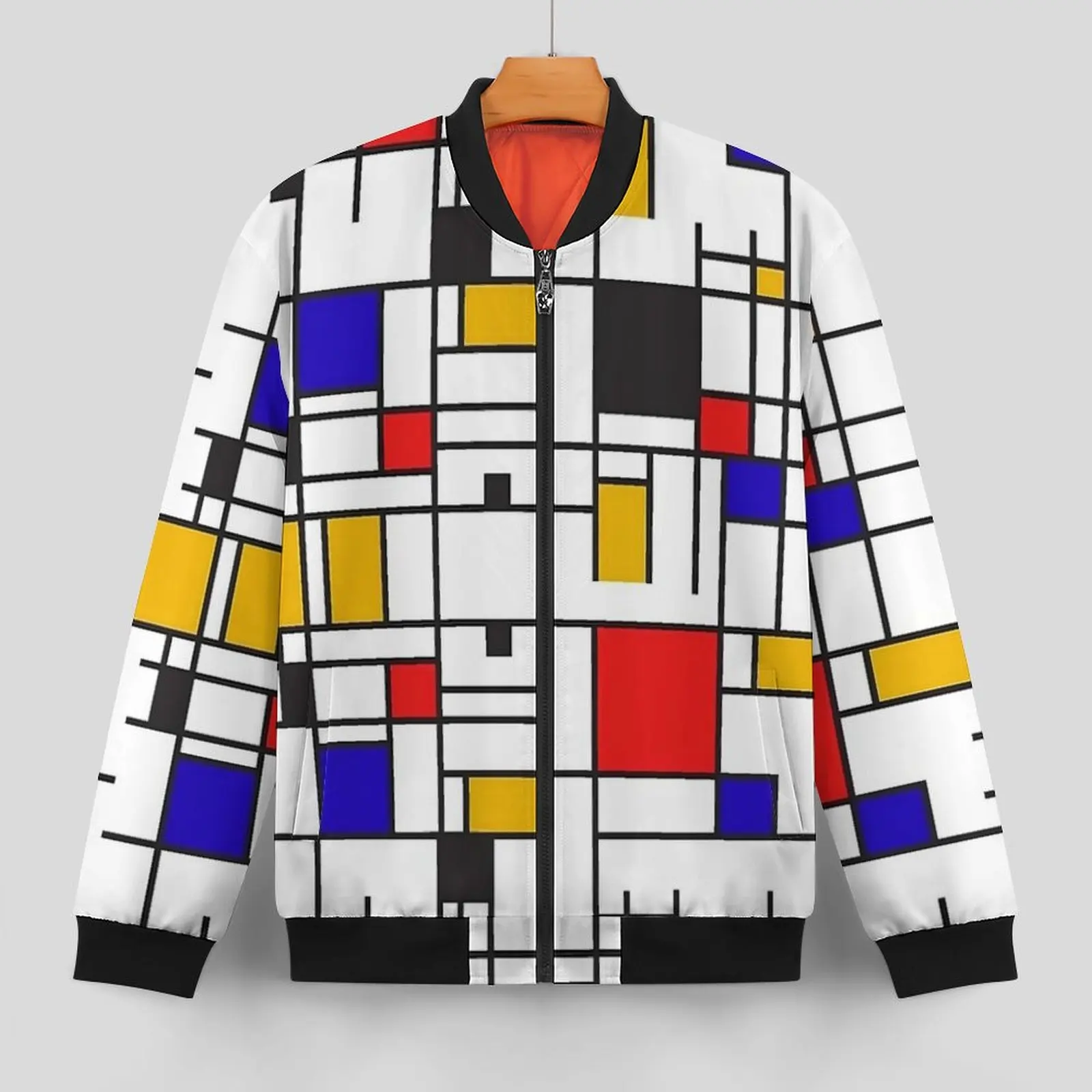 Homless Mondrian Jackets Check Print Hooded Autumn Coats Men Vintage Casual Jacket Design Outerwear Big Size Windbreakers