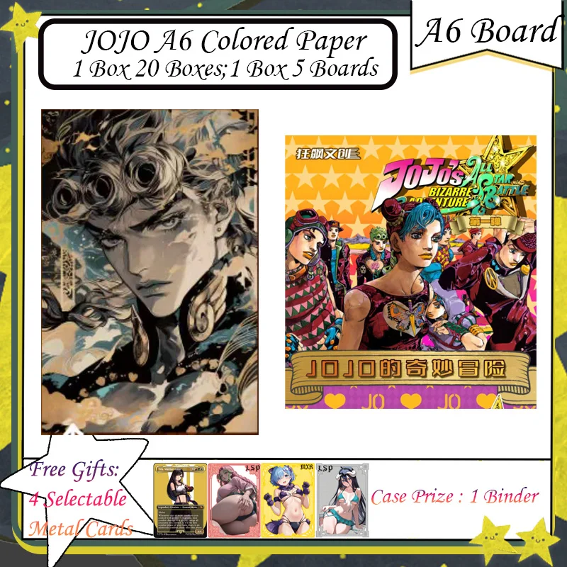 

Wholesale Anime JOJO Bizarre Adventure JOJO A6 Colored Paper Character Collection Cards Characters Hobby Game Kids Toy Gifts