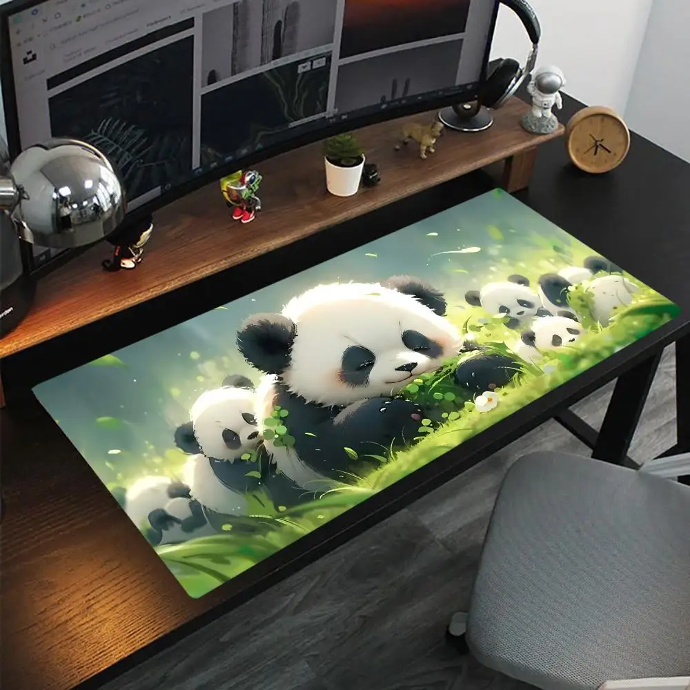 

Большой коврик для мыши с пандой, офисный коврик, резиновый противоскользящий коврик для мыши в стиле ретро, настольный коврик, аксессуары для ПК, настольные аксессуары.