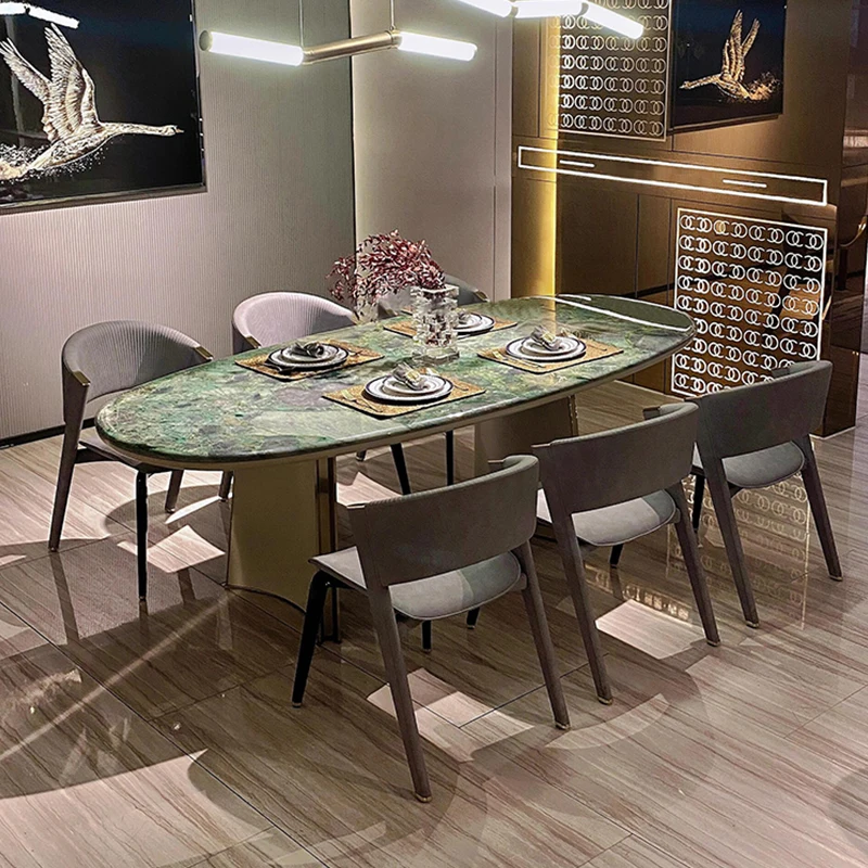 

Natural emerald luxury stone dining table marble rectangular dining table