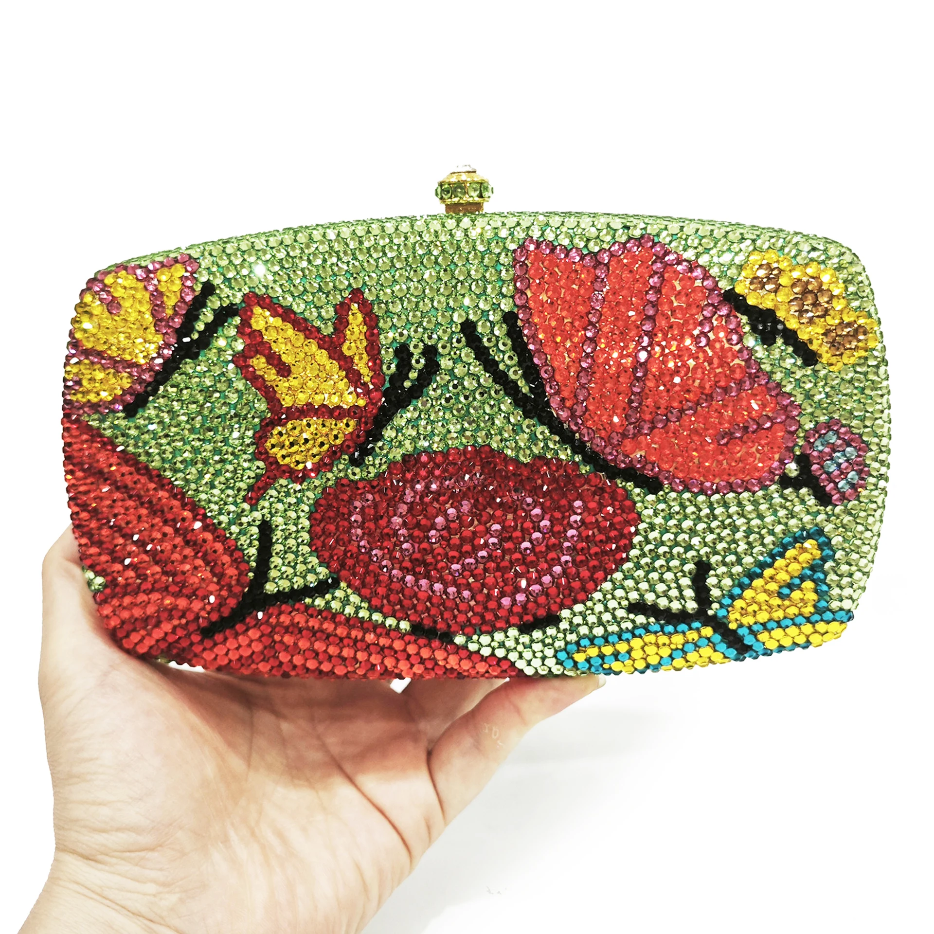 

Little Crystal Wedding Evening Purses Flower Women High-End Diamond Clutch Purse Party Clutches Bridal Rhinestone Minaudiere