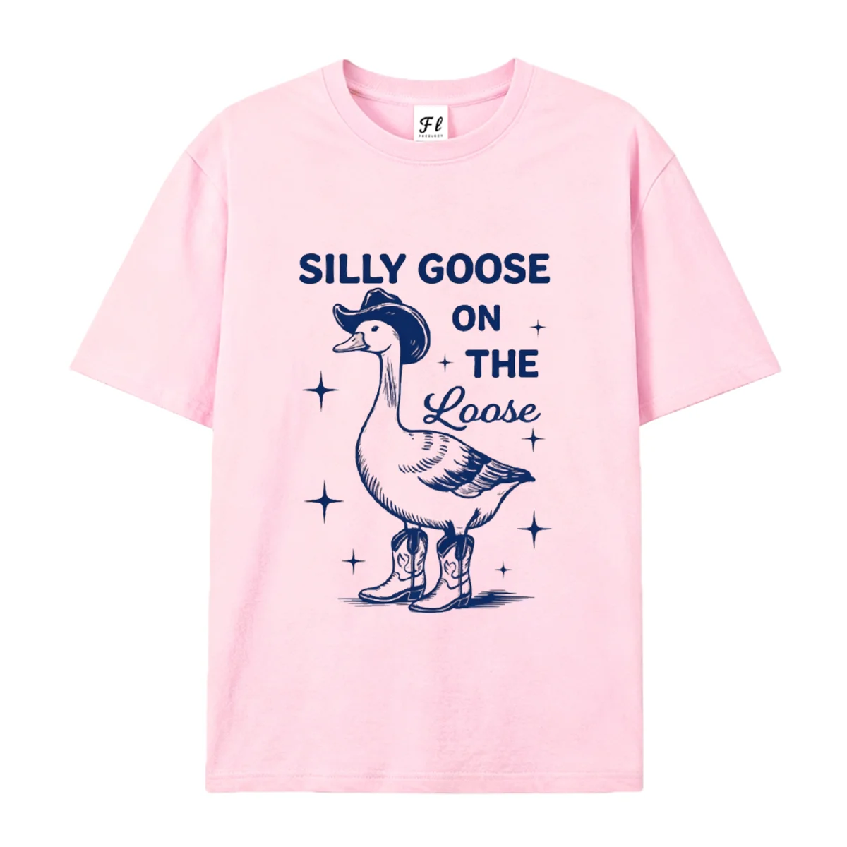 Women Casual Short Sleeve T Shirt Silly Goose On The Loose Funny Cowboy Goose Graphic Tees Vintage Western Animal Print Cotton