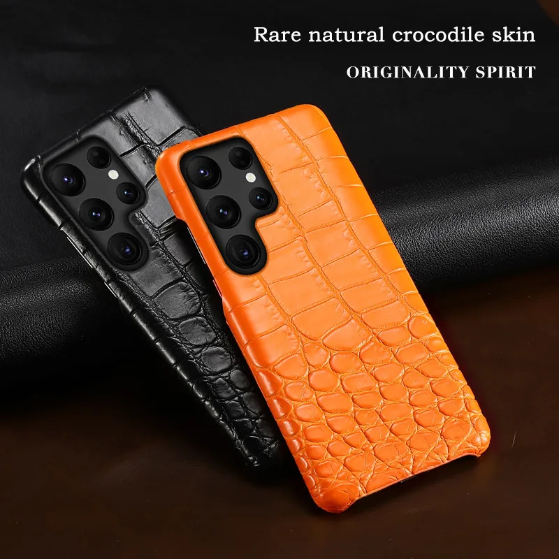 

Natural Crocodile Leather Matt Phone Cover Case For Samsung Galaxy S 24 S24 S23 S22 Ultra S24Ultra S21 Plus Note 20 A55 A54 5G