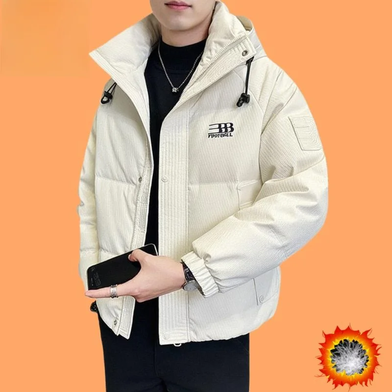 

Men's ort Hooded Thiened Winter Coat Warm Busin Sle down Jaet ey Du Feather Fillling High End Outerwear