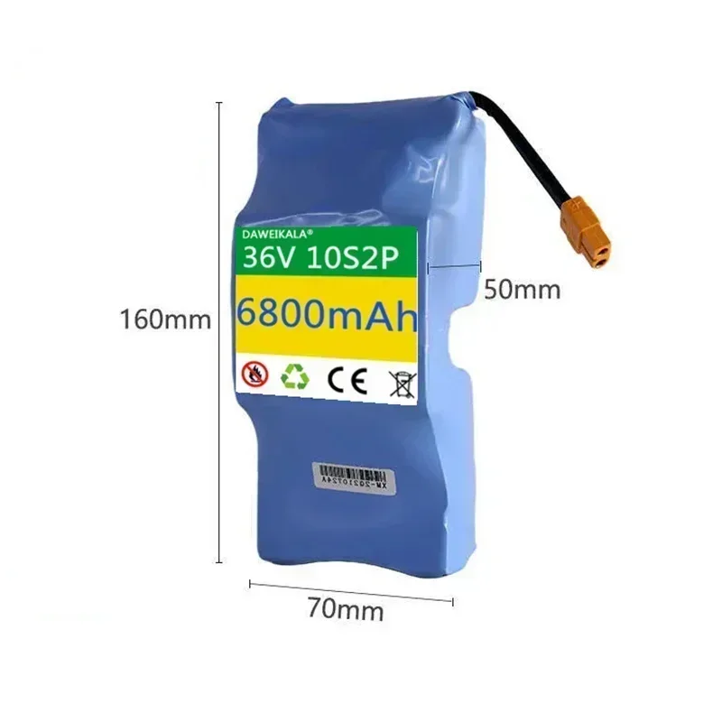 Batterie lithium-ion 36V, 6800mAh, aste, concave, pour monocycle électrique auto-aspiré