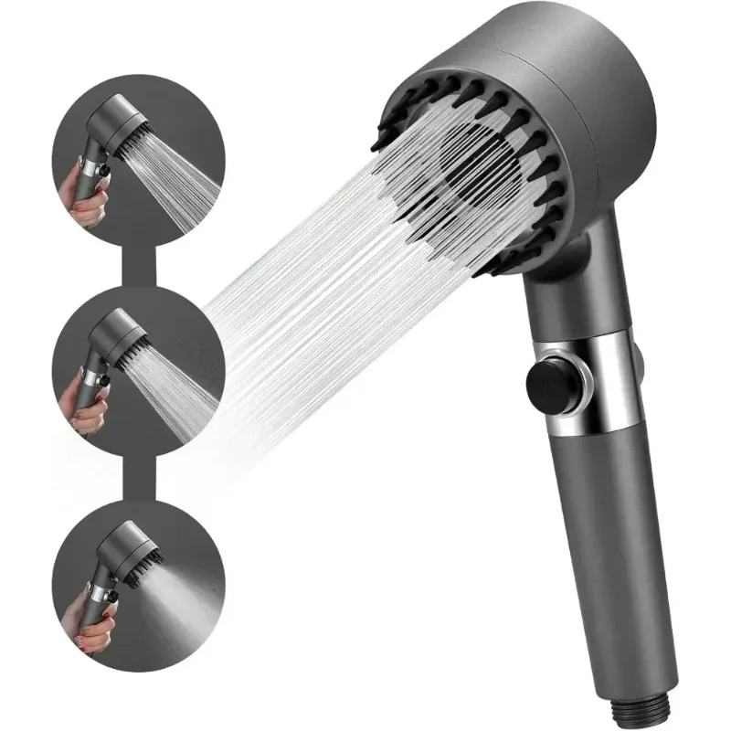 Neuer Hochdruck-Duschkopf mit Regentropfen-Design, 3 Einstellbare Strahlarten, Filtrationssystem und Massagebürste für Spa-Erlebnis