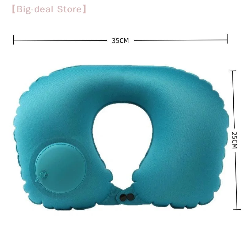 【M】Flocking Inflatable Portable Neck Pillow with Self-Filling, Can Be Stored, Suitable for Outdoor Travel Business Trips Camping