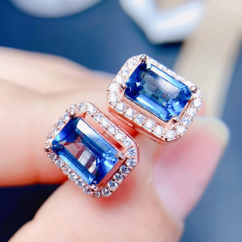 Natural topaz earrings for women silver 925 jewelry luxury gem stones 18k gold plated free shiping items