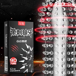 9D Big Dots Condom for women G Spot Stimulation Spike Condoms long lasting Large Particle Rubber Latex penis sleeve cock 12pcs