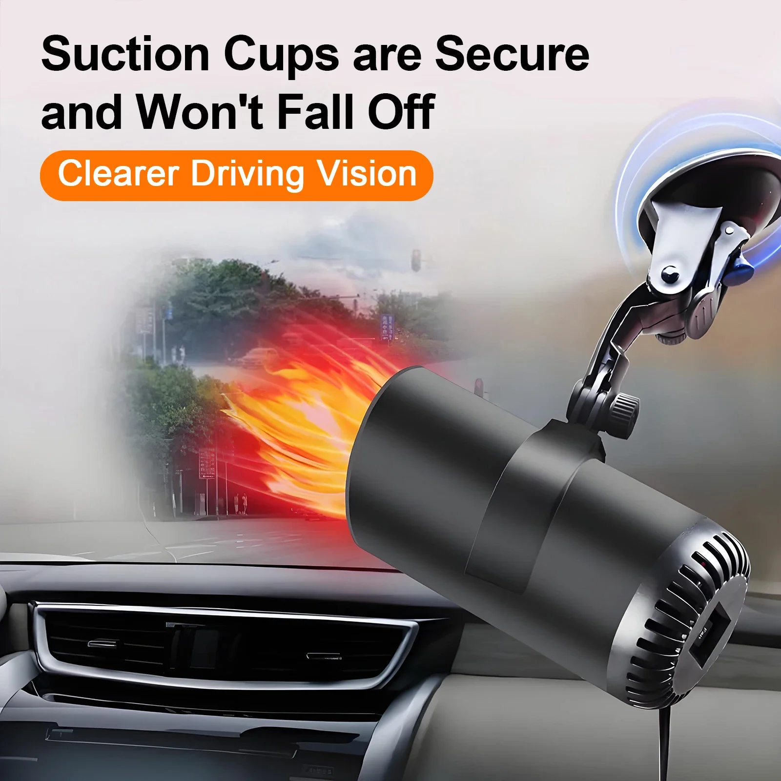 Eary Zuignap Autoverwarmer Draagbare 12 V/24 V 150 W Voorruit Ontdooien Defogger voor Voertuig 2 in 1 Verwarming & Koeling 360 Ontdooier