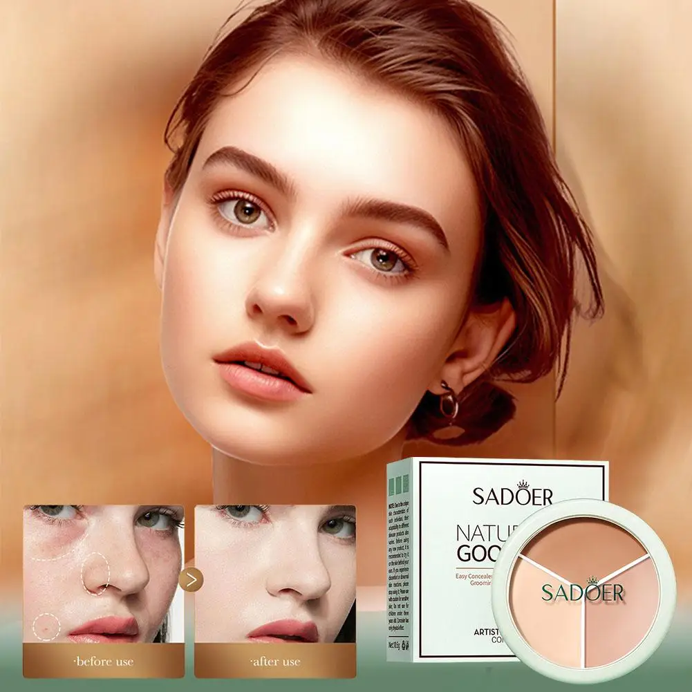 10.5g 3 Colors Concealer Palette Professional Makeup Face Correcting Eye Face Spot Concealer Face Contour Dark Makeup Circl T4O4