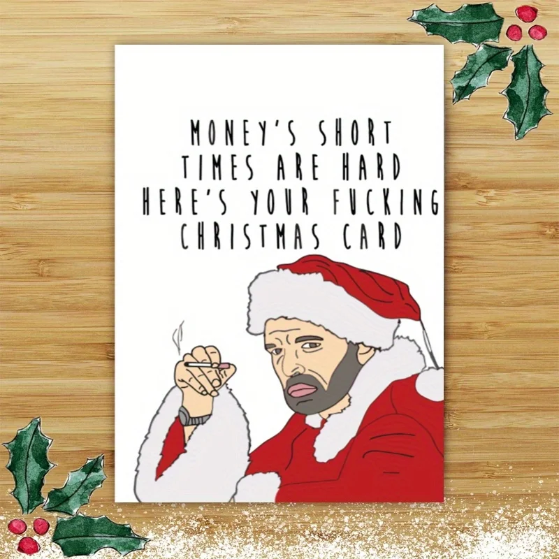 1pc, Christmas card, funny Christmas card, the best gift for family, friends, cute Santa Christmas card