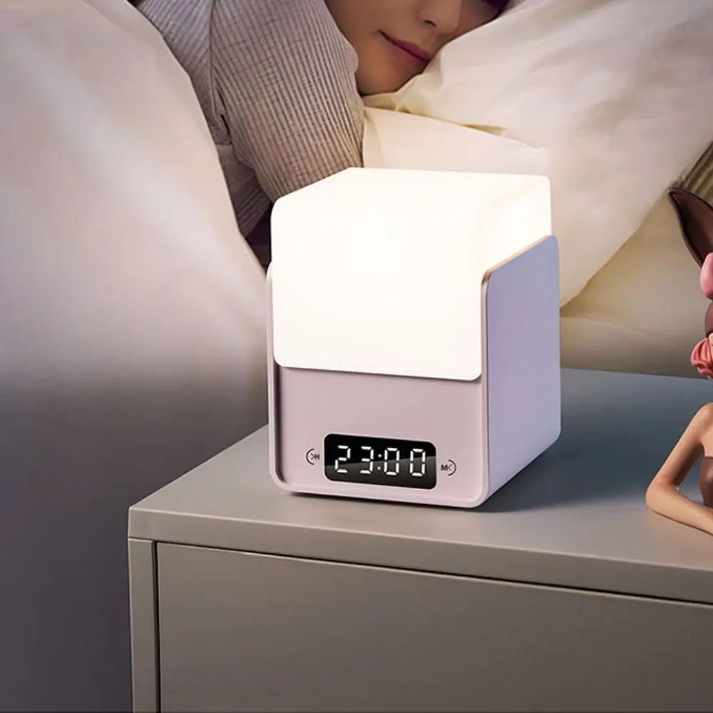 Multi-function Tri Color Time Cube Night Light Soft Light LED Clock Light ABS Portable Sleep Light Gift