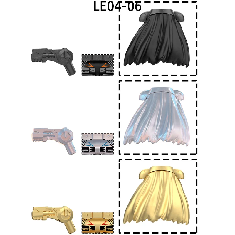 Conjunto de Blocos de Montar MOC LE04-LE06: Peças de Armas, Calças, Acessórios de Cabelo, Capas e Dardos para Bonecos de Ação - Presentes e Brinquedos
