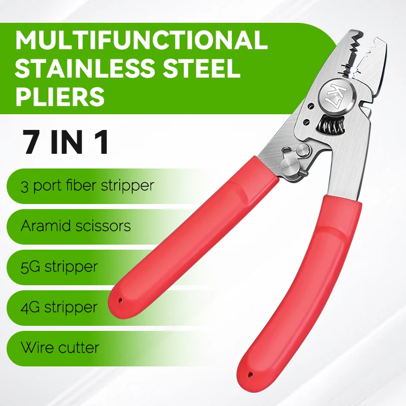 7 in 1 Optical Fiber Cable Stripping Pliers K7 Multifunctional Stainless Steel Fiber Stripper FTTH Wire Stripper Tool