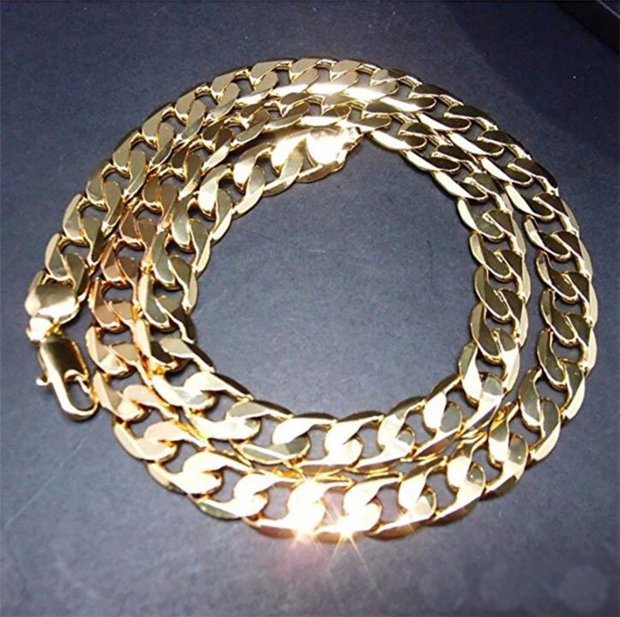 Pure Gold Color Chain Jewelry, Chapado 24k Ouro 10mm Heavy Chain For Men 20 Man20, 22\