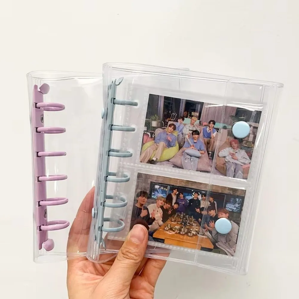 Candy Color Macaron-Themed A7 Binder Cover 6-Hole Transparent Photo Album Cover PVC Double Button Collectible Organizer