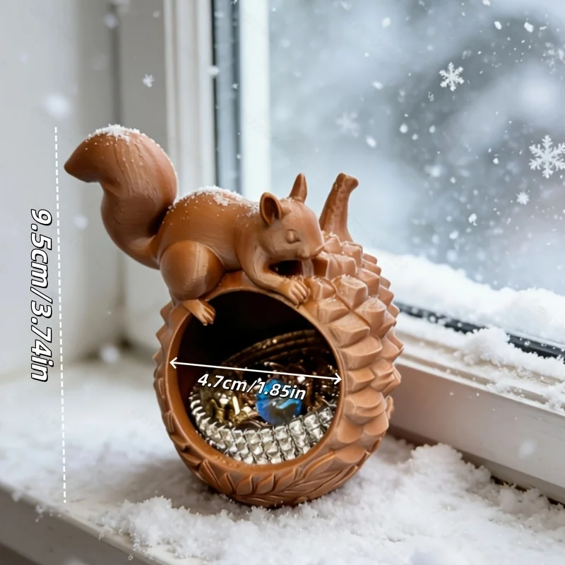 Cute Squirrel on Acorn Jewelry Holder Jewelry Bowl Trinket Dish Decorative Earrings ring Organizer for Vanity Desk Entryway Gift view 4