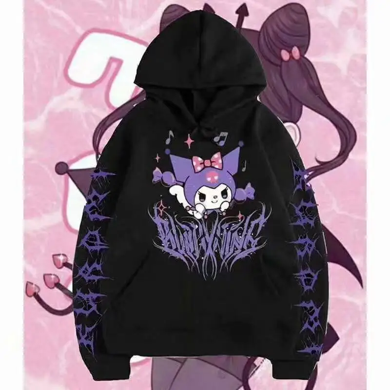 

Kawaii Cartoon Sanrios Hoodie Sweatshirt Cute Kuromi My Melody Hoodie Dark Men's and Women's Comic Fashion Couple's Sweatshirt