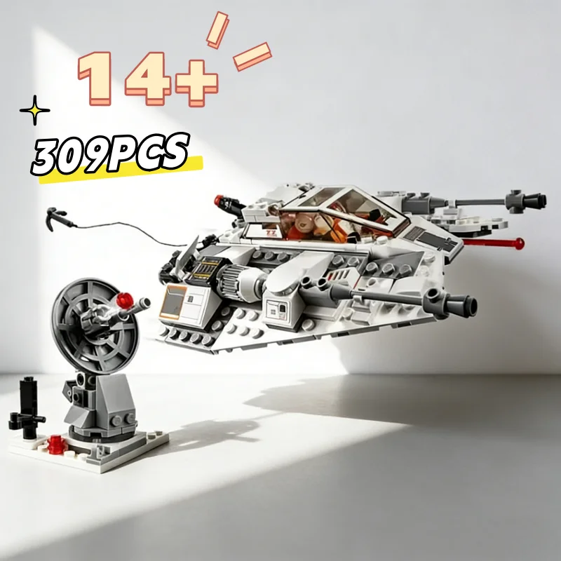 309 Peças em Estoque: Naves Espaciais Snowfield Starfighter MOC 75259, Blocos de Montar, Brinquedos DIY para Crianças, Presentes de Aniversário