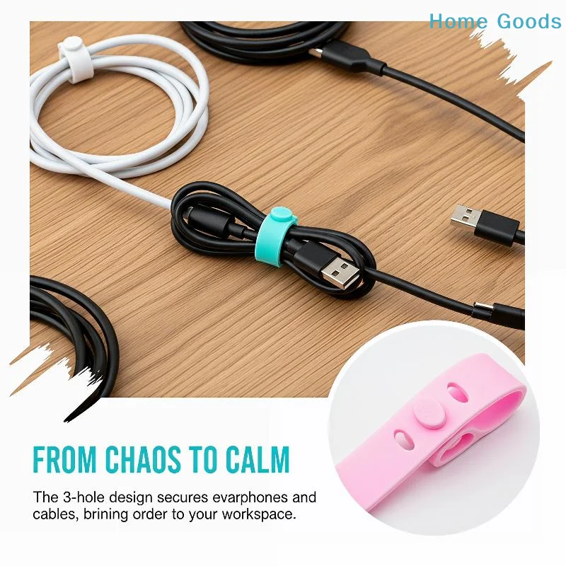 Silicone Wire Organizer Data Cable Management Reusable Tie Adjustable Bobbin Winders for Kids Study Table Computer Use
