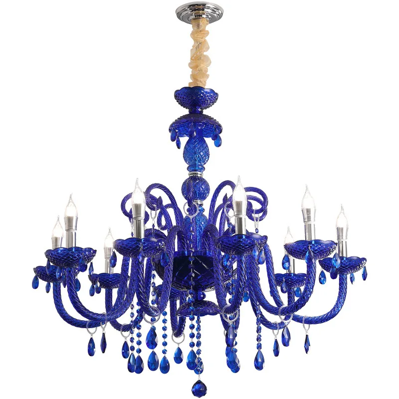 

Nordic lamp modern living room blue chandeliers ceiling home bedroom crystal lights chandelier restaurant glass lighting