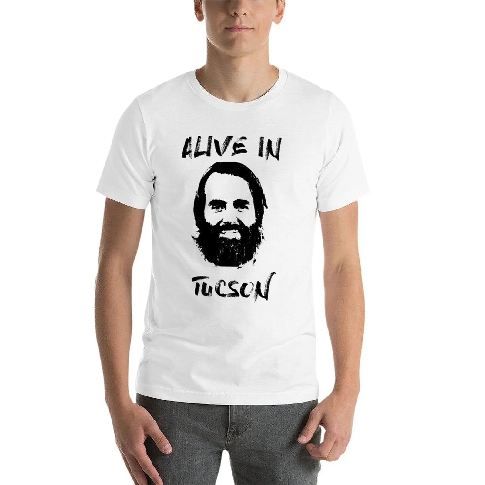 على قيد الحياة في توكسون تي شيرت رجل تي شيرت القطن الثقيل القطن تي شيرت عالية الجودة القطن الأسود تي شيرت عادي للرجل حزمة تي شيرت #4
