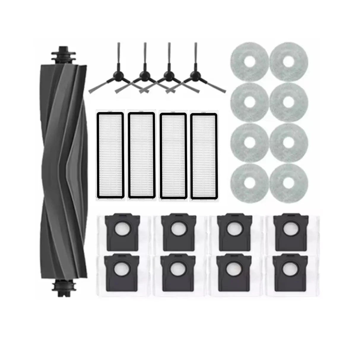 

25 Pcs for Dreame Bot L10s Plus Robot Vacuum Main Side Brush Mop Filter Dust Bags Long Lasting Spare Accessories